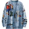imageSHENHE Mens Graphic Colorful Crewneck Long Sleeve Pullover Sweater Streetwear Knitwear TopBlue