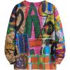 imageSHENHE Mens Graphic Crewneck Long Sleeve Drop Shoulder Sweater Casual Pullover Top Pink Brown Small