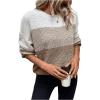imageSHENHE Womens Color Block Oversized Sweater Crew Neck Drop Shoulder Soft Knit Pullover TopsKhaki
