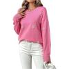 imageSHENHE Womens Crewneck Long Sleeve Sweater Pearl Embellished Elegant Knit Sweater Pullover