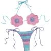 imageSHENHE Womens Crochet Swimsuit Cover Up Set Halter Triangle String Micro Bikini BeachwearBlue and Purple