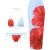 imageSHENHE Womens Floral 3 Piece Swimsuit Triangle Halter String Bikini Set with Cover Up Long SkirtBlue