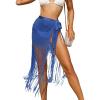 imageSHENHE Womens Fringe Beach Sarong Sheer Tie Side Bathing Suit Wrap Skirt Beach CoverupRoyal Blue