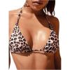 imageSHENHE Womens Leopard Print Triangle Bikini Top Halter Neck Tie Back Padded Swimsuit TopLight Khaki