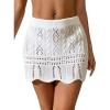 imageSHENHE Womens Swimwear Cover Up Crochet Hollow Out Shell Lace Beach SkirtsWhite