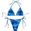imageSHENHE Womens Two Piece Triangle Swimsuit Floral Tie Dye Halter String Bikini SetBlue