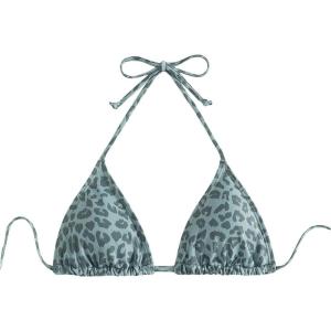 imageSHENHE Womens Leopard Print Triangle Bikini Top Halter Neck Tie Back Padded Swimsuit TopDark Green