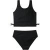 imageSHENHE Girls 2 Piece High Waisted Swimsuit Drawstring Sport Bikini Sets Tankini Bathing SuitsBlack