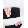 imageSHENHE Womens 2 Piece Bandeau Bikini Set Strapless Lace Up Appliques Flower SwimsuitBlack