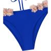 imageSHENHE Womens 2 Piece Bandeau Bikini Set Strapless Lace Up Appliques Flower SwimsuitRoyal Blue