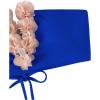 imageSHENHE Womens 2 Piece Bandeau Bikini Set Strapless Lace Up Appliques Flower SwimsuitRoyal Blue