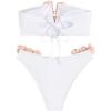 imageSHENHE Womens 2 Piece Bandeau Bikini Set Strapless Lace Up Appliques Flower SwimsuitWhite
