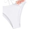 imageSHENHE Womens 2 Piece Bandeau Bikini Set Strapless Lace Up Appliques Flower SwimsuitWhite