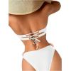 imageSHENHE Womens 2 Piece Bandeau Bikini Set Strapless Lace Up Appliques Flower SwimsuitWhite