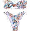 imageSHENHE Womens 2 Piece Bandeau High Cut Swimsuit Floral Twist Front String Bathing Bikini SetBlue
