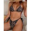 imageSHENHE Womens 2 Piece Swimsuit Zebra Print Halter Neck Triangle Tie Side Bikini SetZebra Print Black