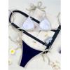 imageSHENHE Womens 2 Piece Swimsuits Halter Triangle Bathing Suit Tie String Bikini SetDark Blue