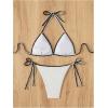 imageSHENHE Womens 2 Piece Swimsuits Halter Triangle Bathing Suit Tie String Bikini SetWhite and Black