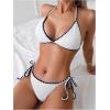 imageSHENHE Womens 2 Piece Swimsuits Halter Triangle Bathing Suit Tie String Bikini SetWhite and Black