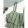 imageSHENHE Womens High Waisted Tankini Set 2 Piece Flowy Ruffle Top Tummy Control Bathing SuitsArmy Green