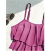 imageSHENHE Womens High Waisted Tankini Set 2 Piece Flowy Ruffle Top Tummy Control Bathing SuitsDark Pink