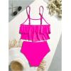 imageSHENHE Womens High Waisted Tankini Set 2 Piece Flowy Ruffle Top Tummy Control Bathing SuitsLight Pink