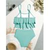 imageSHENHE Womens High Waisted Tankini Set 2 Piece Flowy Ruffle Top Tummy Control Bathing SuitsMint Green