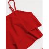 imageSHENHE Womens High Waisted Tankini Set 2 Piece Flowy Ruffle Top Tummy Control Bathing SuitsRed