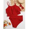 imageSHENHE Womens High Waisted Tankini Set 2 Piece Flowy Ruffle Top Tummy Control Bathing SuitsRed