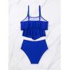 imageSHENHE Womens High Waisted Tankini Set 2 Piece Flowy Ruffle Top Tummy Control Bathing SuitsRoyal Blue