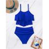 imageSHENHE Womens High Waisted Tankini Set 2 Piece Flowy Ruffle Top Tummy Control Bathing SuitsRoyal Blue