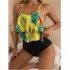 imageSHENHE Womens High Waisted Tankini Set 2 Piece Flowy Ruffle Top Tummy Control Bathing SuitsTropical Yellow