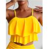 imageSHENHE Womens High Waisted Tankini Set 2 Piece Flowy Ruffle Top Tummy Control Bathing SuitsYellow