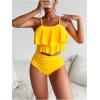 imageSHENHE Womens High Waisted Tankini Set 2 Piece Flowy Ruffle Top Tummy Control Bathing SuitsYellow