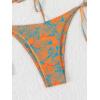 imageSHENHE Womens Strapless 2 Piece Tropical Swimsuit Drawstring Tie Side Bandeau BikiniBlue Orange