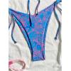 imageSHENHE Womens Strapless 2 Piece Tropical Swimsuit Drawstring Tie Side Bandeau BikiniBlue Pink Multi