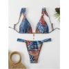 imageSHENHE Womens Two Piece Swimsuits Triangle V Neck Ruched Brazilian Bikini Set Boho SwimwearAnimal Print Blue