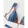 imageSHENHE Womens Two Piece Swimsuits Triangle V Neck Ruched Brazilian Bikini Set Boho SwimwearAnimal Print Blue