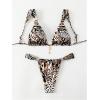 imageSHENHE Womens Two Piece Swimsuits Triangle V Neck Ruched Brazilian Bikini Set Boho SwimwearAnimal Print Brown