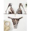 imageSHENHE Womens Two Piece Swimsuits Triangle V Neck Ruched Brazilian Bikini Set Boho SwimwearAnimal Print Brown
