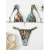 imageSHENHE Womens Two Piece Swimsuits Triangle V Neck Ruched Brazilian Bikini Set Boho SwimwearAnimal Print Multicolor