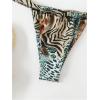 imageSHENHE Womens Two Piece Swimsuits Triangle V Neck Ruched Brazilian Bikini Set Boho SwimwearAnimal Print Multicolor