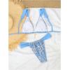 imageSHENHE Womens Two Piece Swimsuits Triangle V Neck Ruched Brazilian Bikini Set Boho SwimwearBlue
