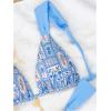 imageSHENHE Womens Two Piece Swimsuits Triangle V Neck Ruched Brazilian Bikini Set Boho SwimwearBlue