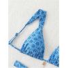 imageSHENHE Womens Two Piece Swimsuits Triangle V Neck Ruched Brazilian Bikini Set Boho SwimwearFloral Blue