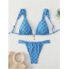 imageSHENHE Womens Two Piece Swimsuits Triangle V Neck Ruched Brazilian Bikini Set Boho SwimwearFloral Blue