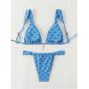 imageSHENHE Womens Two Piece Swimsuits Triangle V Neck Ruched Brazilian Bikini Set Boho SwimwearFloral Blue
