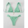 imageSHENHE Womens Two Piece Swimsuits Triangle V Neck Ruched Brazilian Bikini Set Boho SwimwearFloral Green