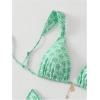 imageSHENHE Womens Two Piece Swimsuits Triangle V Neck Ruched Brazilian Bikini Set Boho SwimwearFloral Green