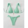 imageSHENHE Womens Two Piece Swimsuits Triangle V Neck Ruched Brazilian Bikini Set Boho SwimwearFloral Green
